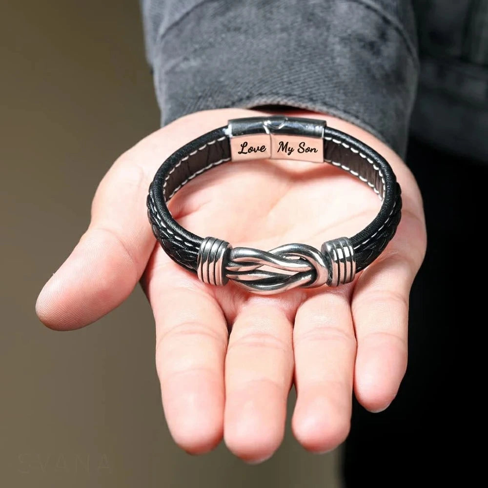 To My Son – Infinity Bracelet Gift Set (Custom Engraved)