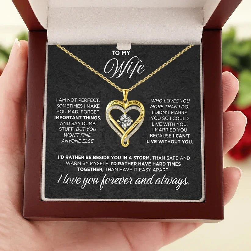 To My Wife - Forever & Always Heart Necklace