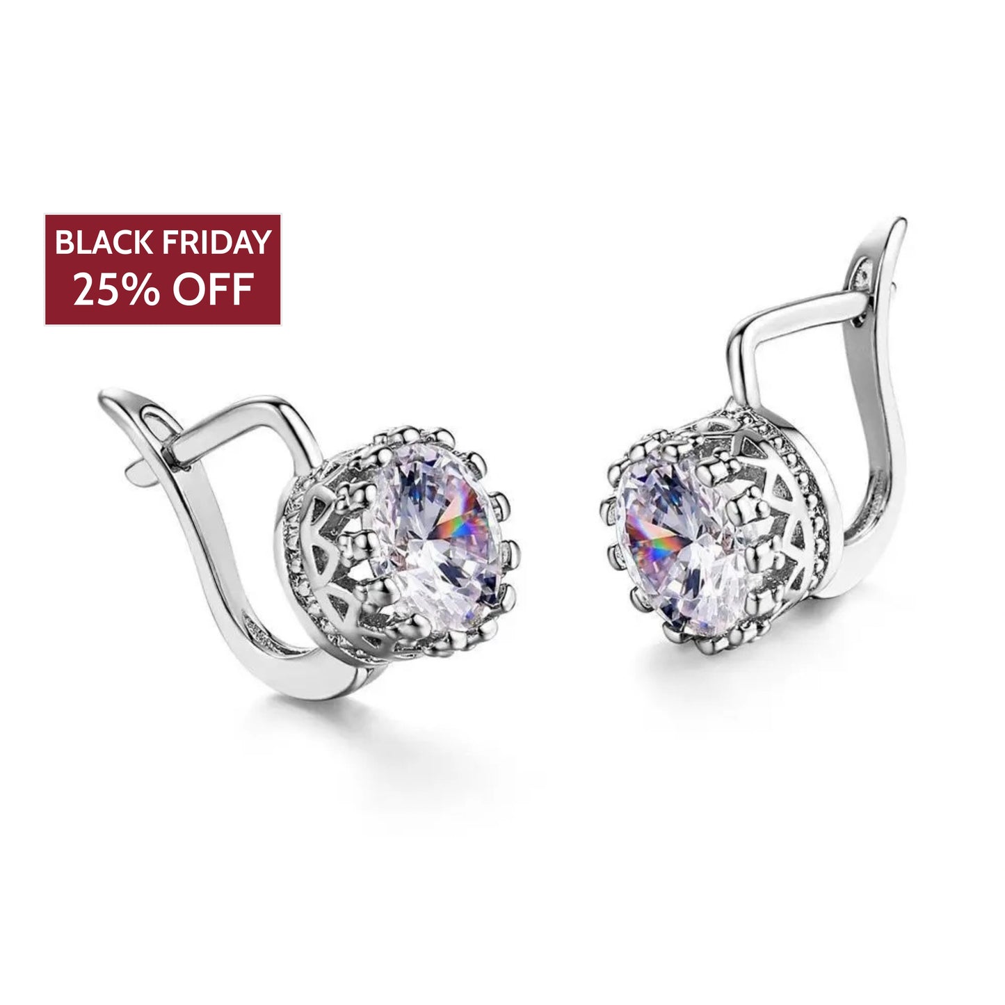 Classic Earrings - CZ Crown