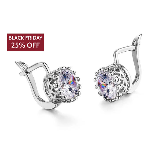Classic Earrings - CZ Crown