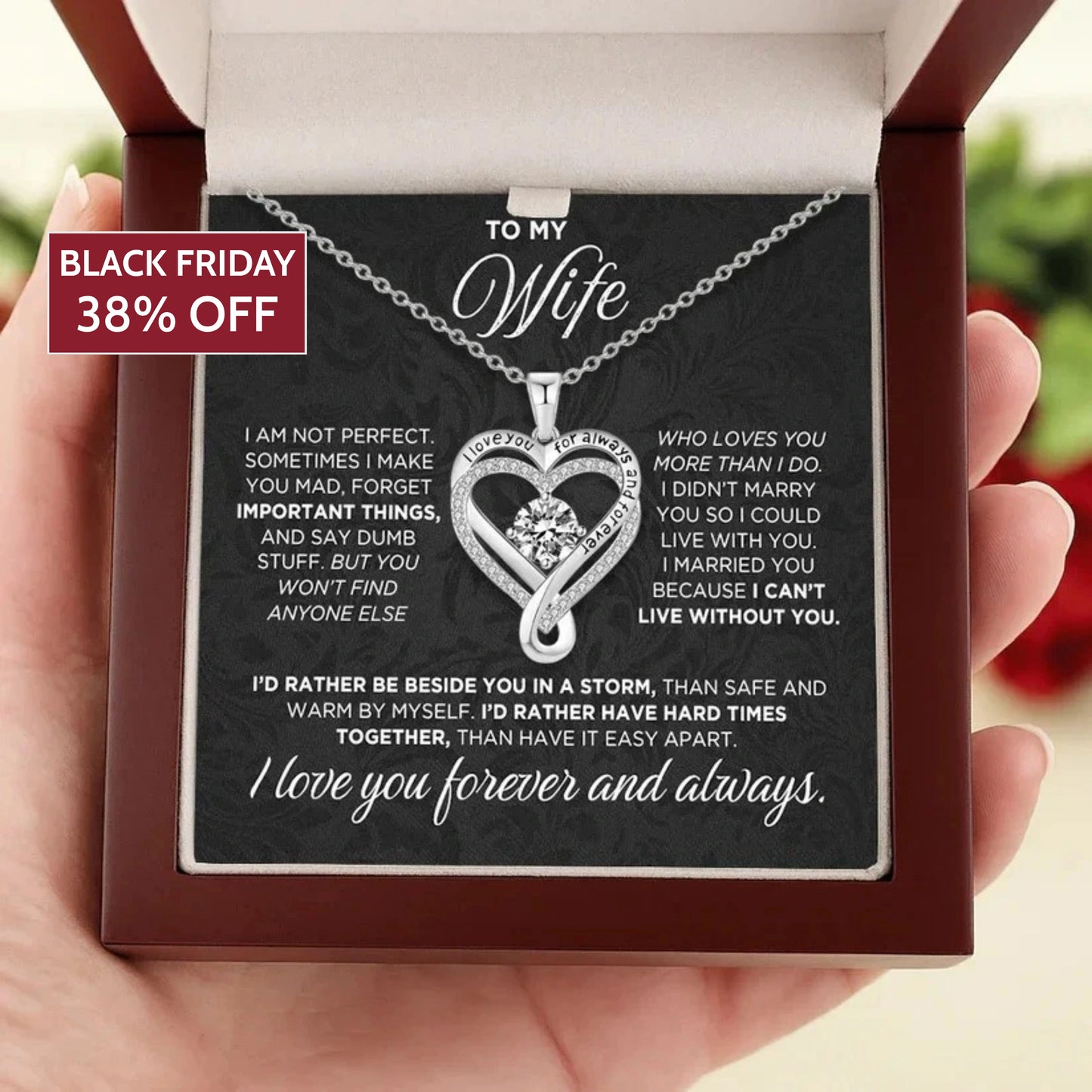 To My Wife - Forever & Always Heart Necklace